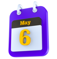 mayo calendario 3d día 6 6 png