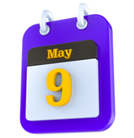 May calendar 3D day 9 png