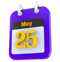 May calendar 3D day 25 png