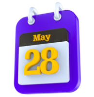 May calendar 3D day 28 png