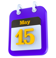 mayo calendario 3d día 15 png