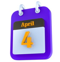 April calendar 3D day 4 png