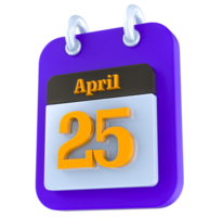 abril calendario 3d día 25 png