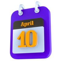 April calendar 3D day 10 png