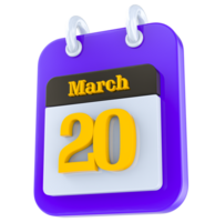 March calendar 3D day png