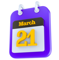 March calendar 3D day png