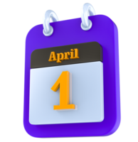 April calendar 3D day 1 png