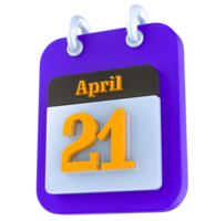 April calendar 3D day 21 png