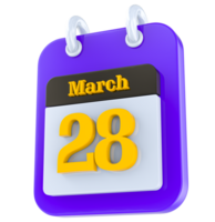 marzo calendario 3d día png