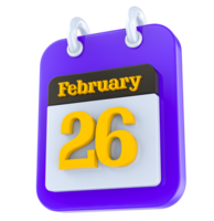 February calendar 3D day 26 png