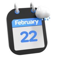 februari kalender regenen wolk 3d illustratie dag 22 png