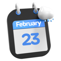 februari kalender regenen wolk 3d illustratie dag 23 png