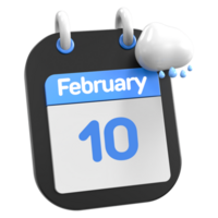 February Calendar Raining Cloud 3D Illustration Day 10 png