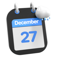 dicembre calendario pioggia nube 3d illustrazione giorno 27 png