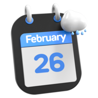 Februar Kalender regnet Wolke 3d Illustration Tag 26 png