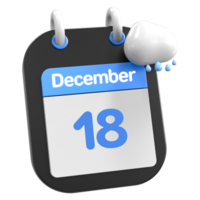 diciembre calendario lloviendo nube 3d ilustración día 18 png