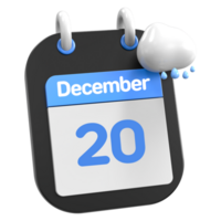 diciembre calendario lloviendo nube 3d ilustración día 20 png