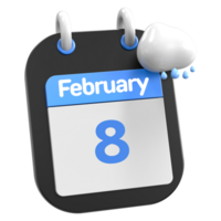 February Calendar Raining Cloud 3D Illustration Day 8 png