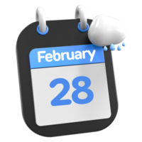 février calendrier il pleut nuage 3d illustration journée 28 png