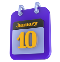 January calendar 3D day 10 png