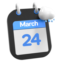 Mars calendrier il pleut nuage 3d illustration journée 24 png