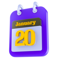 January calendar 3D day 20 png