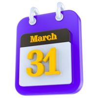 marzo calendario 3d día png