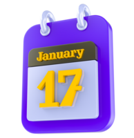 enero calendario 3d día 17 png