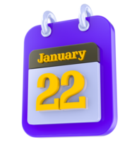 January calendar 3D day 22 png