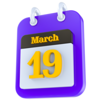 March calendar 3D day png