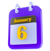 January calendar 3D day 6 png