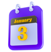 January calendar 3D day 3 png