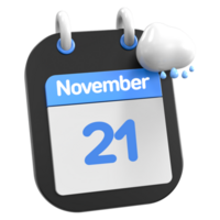 November Calendar Raining Cloud 3D Illustration Day 21 png