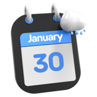 januari kalender regenen wolk 3d illustratie dag 30 png