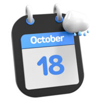 octobre calendrier il pleut nuage 3d illustration journée 18 png