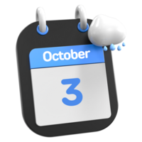 October Calendar Raining Cloud 3D Illustration Day 3 png