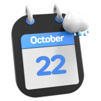 October Calendar Raining Cloud 3D Illustration Day 22 png