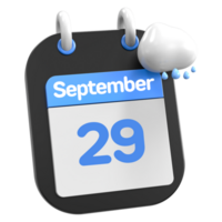 septembre calendrier il pleut nuage 3d illustration journée 29 png