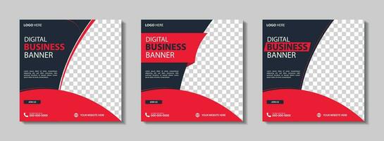 Business marketing webinar social media post template. Set of Editable square business web banner design template background. Suitable for social media post, story and web ads. vector