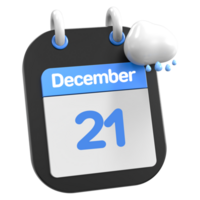 dezembro calendário chovendo nuvem 3d ilustração dia 21 png