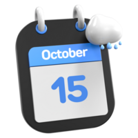 octobre calendrier il pleut nuage 3d illustration journée 15 png