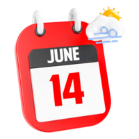 June Sunny Windy Heavy Rain 3D Icon Day 14 png