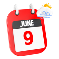 June Sunny Windy Heavy Rain 3D Icon Day 9 png