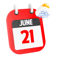 June Sunny Windy Heavy Rain 3D Icon Day 21 png