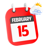 February Sunny Windy Heavy Rain 3D Icon Day 15 png