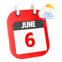 June Sunny Windy Heavy Rain 3D Icon Day 6 png