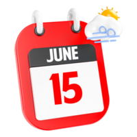 June Sunny Windy Heavy Rain 3D Icon Day 15 png