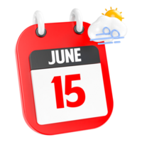 junio soleado Ventoso pesado lluvia 3d icono día 15 png