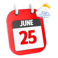 junio soleado Ventoso pesado lluvia 3d icono día 25 png