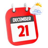 December Sunny Windy Heavy Rain 3D Icon Day 21 png